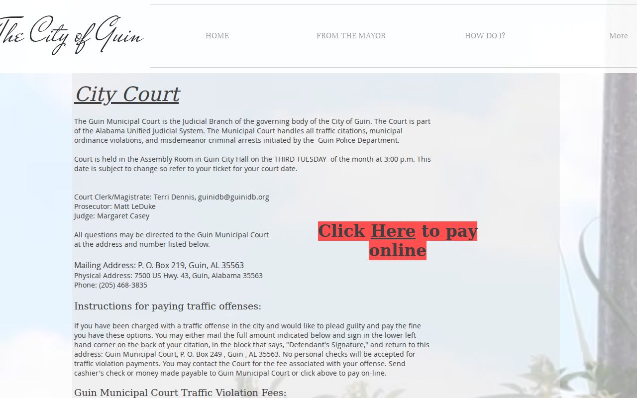 Guin court docket official City Court schedule