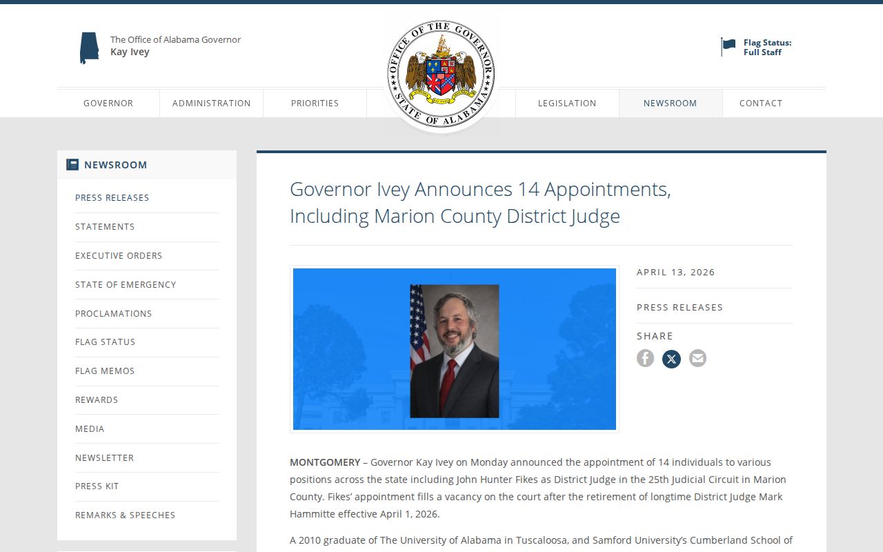 Marion County court calendar District Judge appointment