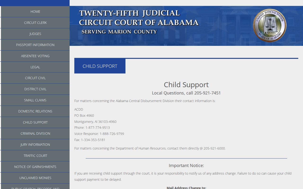 Marion County civil docket child support channel