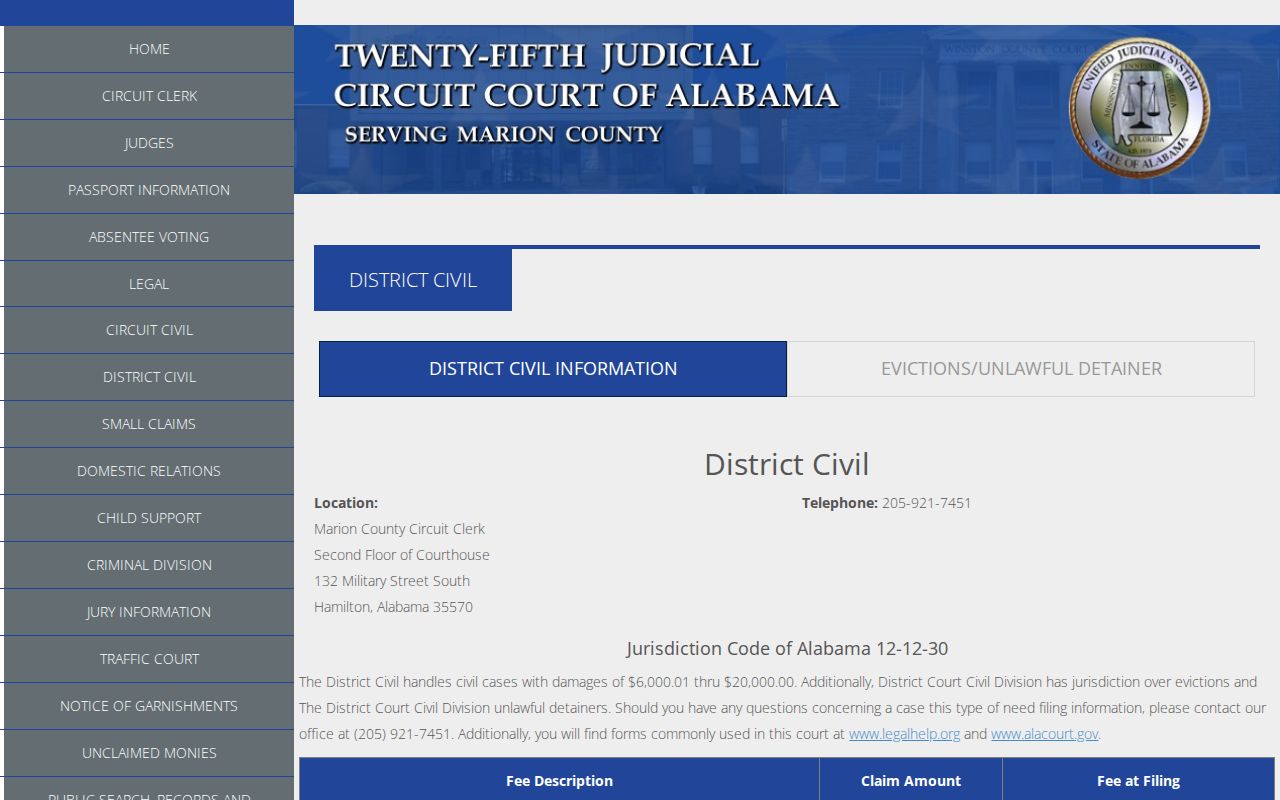 Marion County civil docket District Civil information
