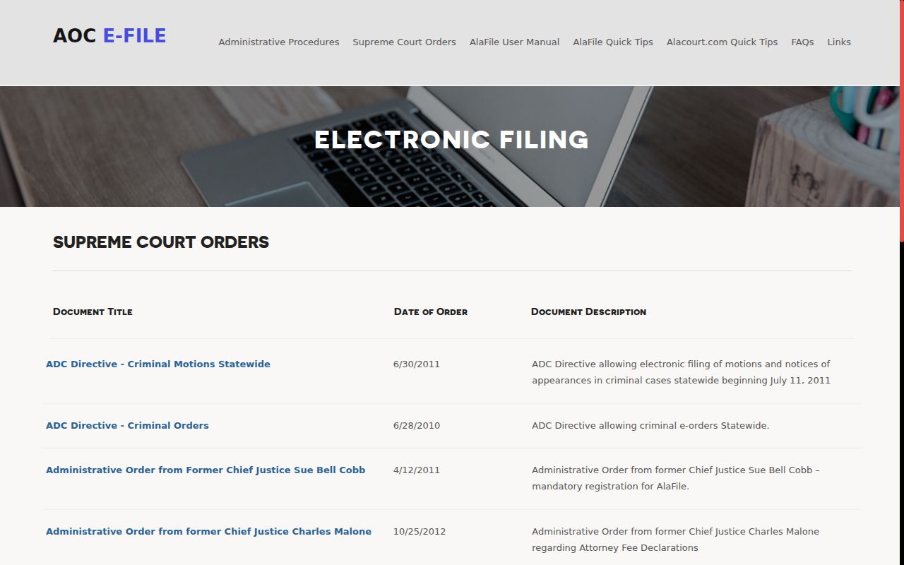Marion County criminal docket electronic filing orders